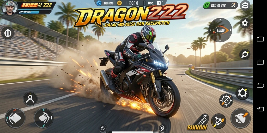 Tampilan gameplay balap motor yang mengasyikkan dan penuh adrenalin.