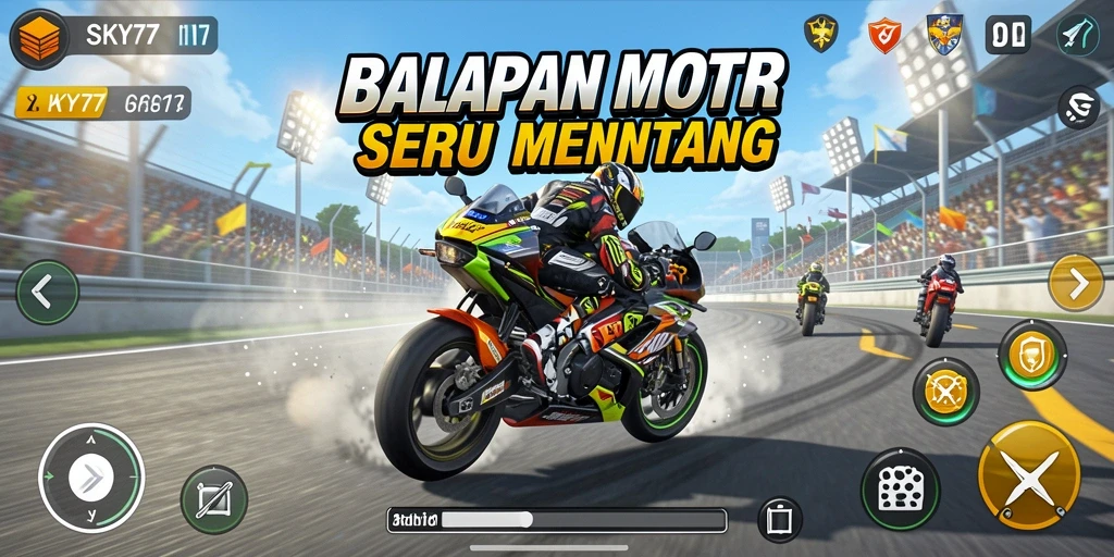 Tangkapan layar menunjukkan adrenalin tinggi saat balapan motor di SKY77.