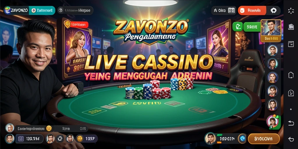 Tampilan gameplay yang mendebarkan di ZAVONZO Live Casino.