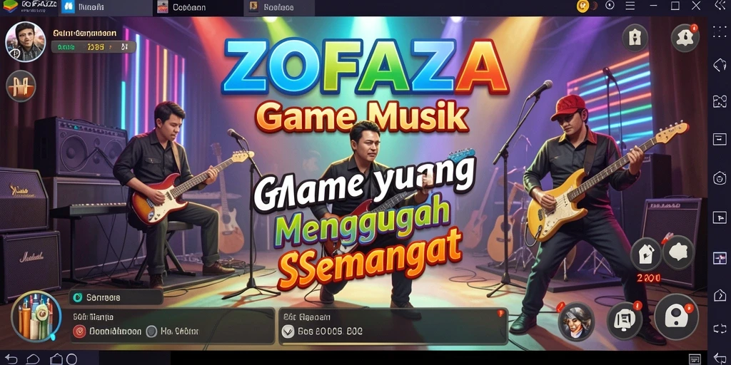 Tampilan gameplay ZOFAZA dengan interaksi musik yang seru dan menarik.