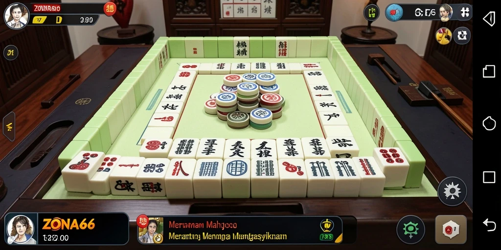 Tampilan gameplay ZONA66 yang menarik dan menantang di dunia Mahjong.